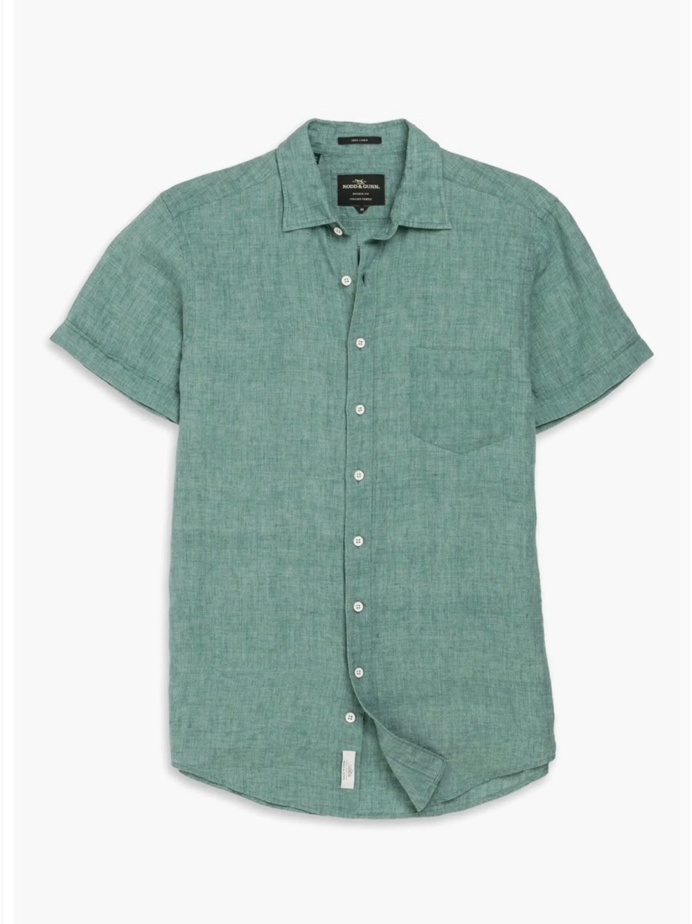 Rodd & Dunn Short-Sleeve Linen Button-Down Shirt - Seafoam size S
